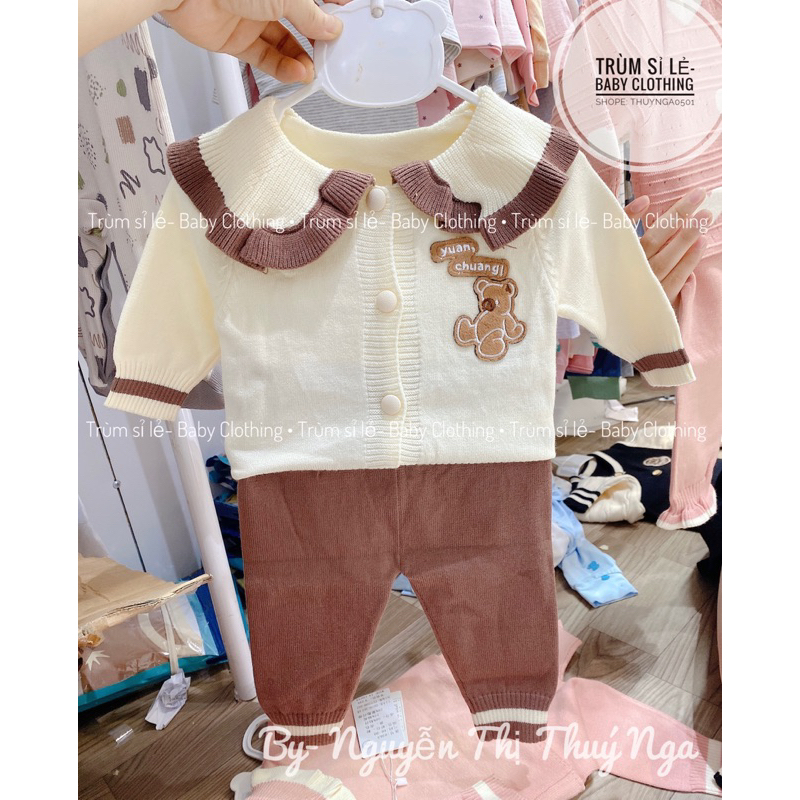 Bộ quần áo len đáng yêu cho bé gái phong cách Hàn