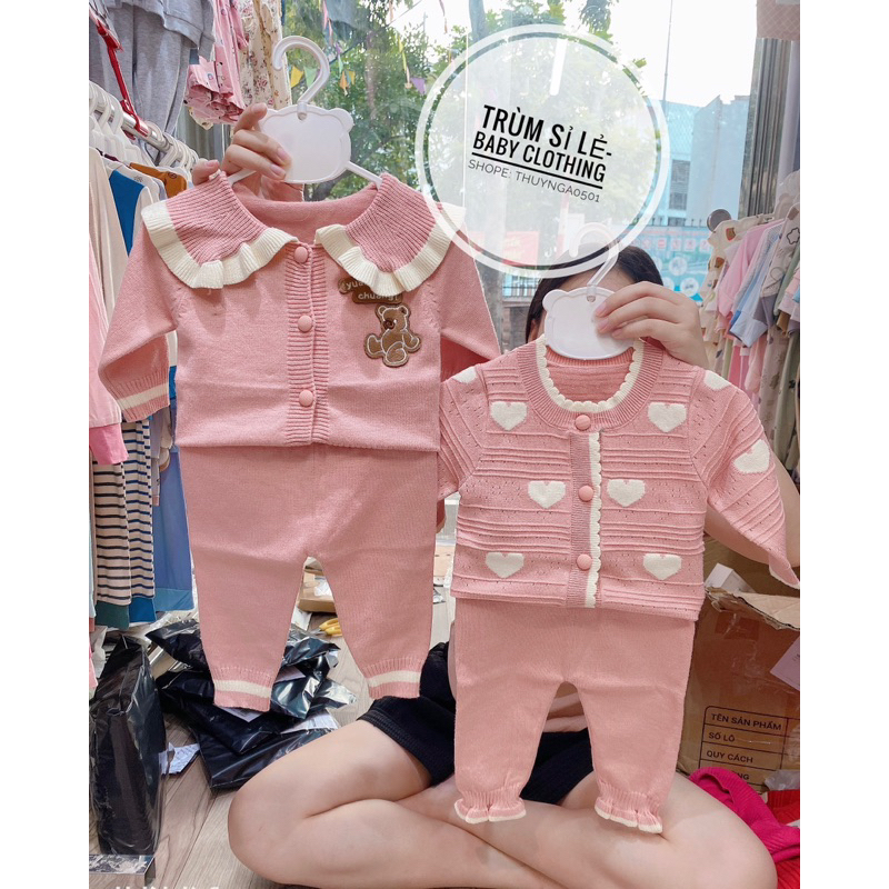 Bộ quần áo len đáng yêu cho bé gái phong cách Hàn