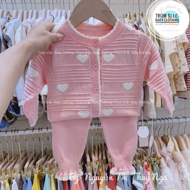 Bộ quần áo len đáng yêu cho bé gái phong cách Hàn