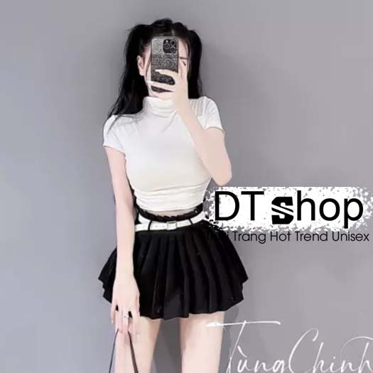 Set Áo Thun Zip Ôm Body Phối Chân Váy Dập Ly Sexy ❤ Bộ Áo Váy Chất Vải Mềm Mịn Hách Chiều Cao NVA430