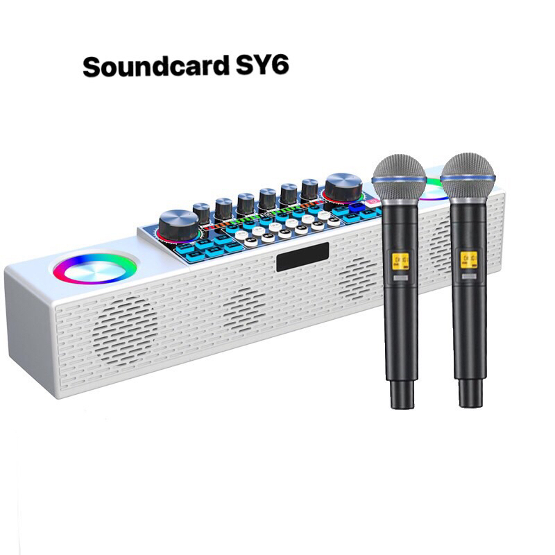 Loa Bluetooth SY6 AUDIO live Stream Kèm 2 micro karoke không dây