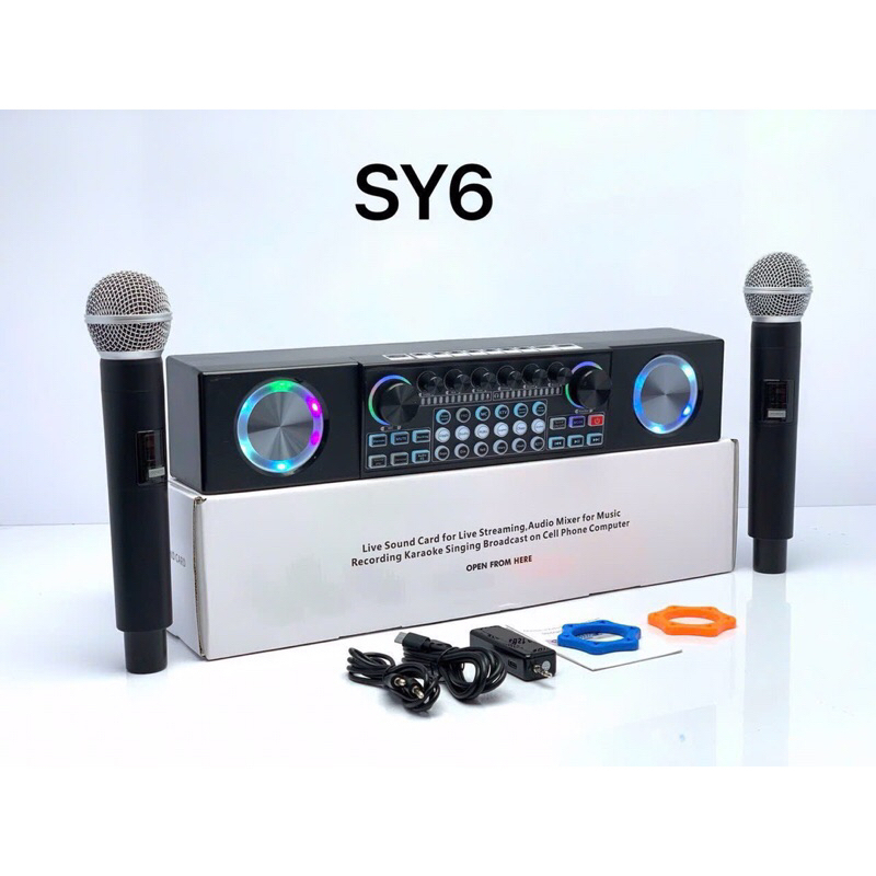 Loa Bluetooth SY6 AUDIO live Stream Kèm 2 micro karoke không dây