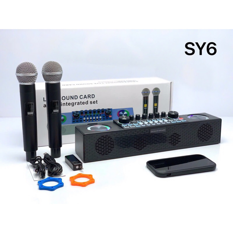Loa Bluetooth SY6 AUDIO live Stream Kèm 2 micro karoke không dây