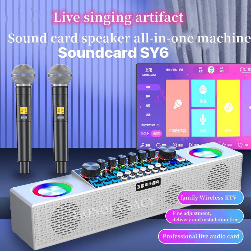 Loa Bluetooth SY6 AUDIO live Stream Kèm 2 micro karoke không dây