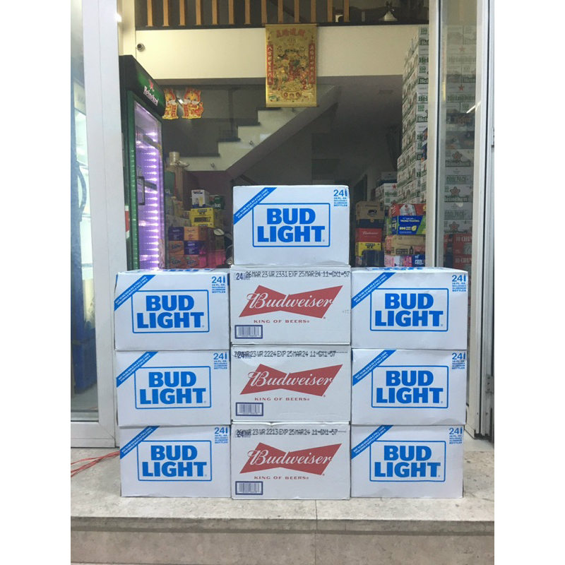 Bia Budlight nhập mỹ chai nhôm 473ml date 3/2024