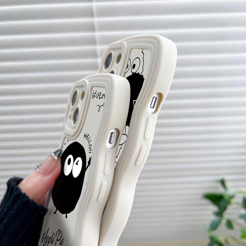 Ốp iPhone Silicon In Hình Hoạt Hình Bồ Hóng Đen Viền gợn sóng cho iPhone 11 12Pro 6s 7 8 plus 13 14 15 Promax X XR Max