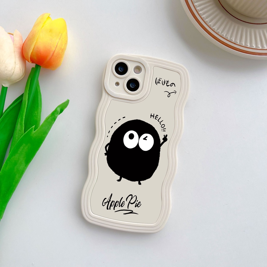 Ốp iPhone Silicon In Hình Hoạt Hình Bồ Hóng Đen Viền gợn sóng cho iPhone 11 12Pro 6s 7 8 plus 13 14 15 Promax X XR Max