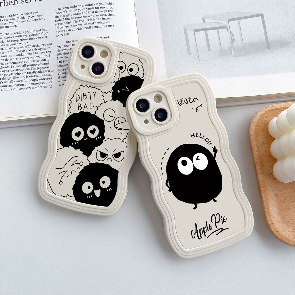 Ốp iPhone Silicon In Hình Hoạt Hình Bồ Hóng Đen Viền gợn sóng cho iPhone 11 12Pro 6s 7 8 plus 13 14 15 Promax X XR Max