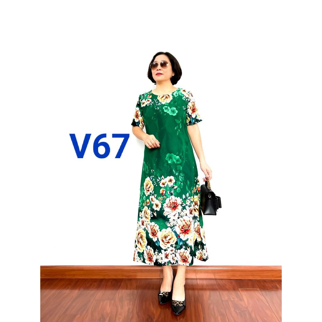 Váy Trung Niên Sang Trọng Chất Liệu Lụa Mango Mềm Mượt Và Thoáng Mát 2023 - Laddy Store