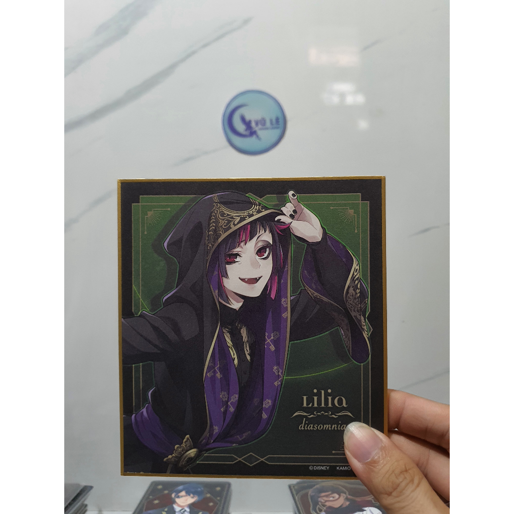 Goods anime Twisted Wondreland chính hãng Bandai, Thẻ Trading Illustration - Colored Paper in hình Disney Japan 12x13.5