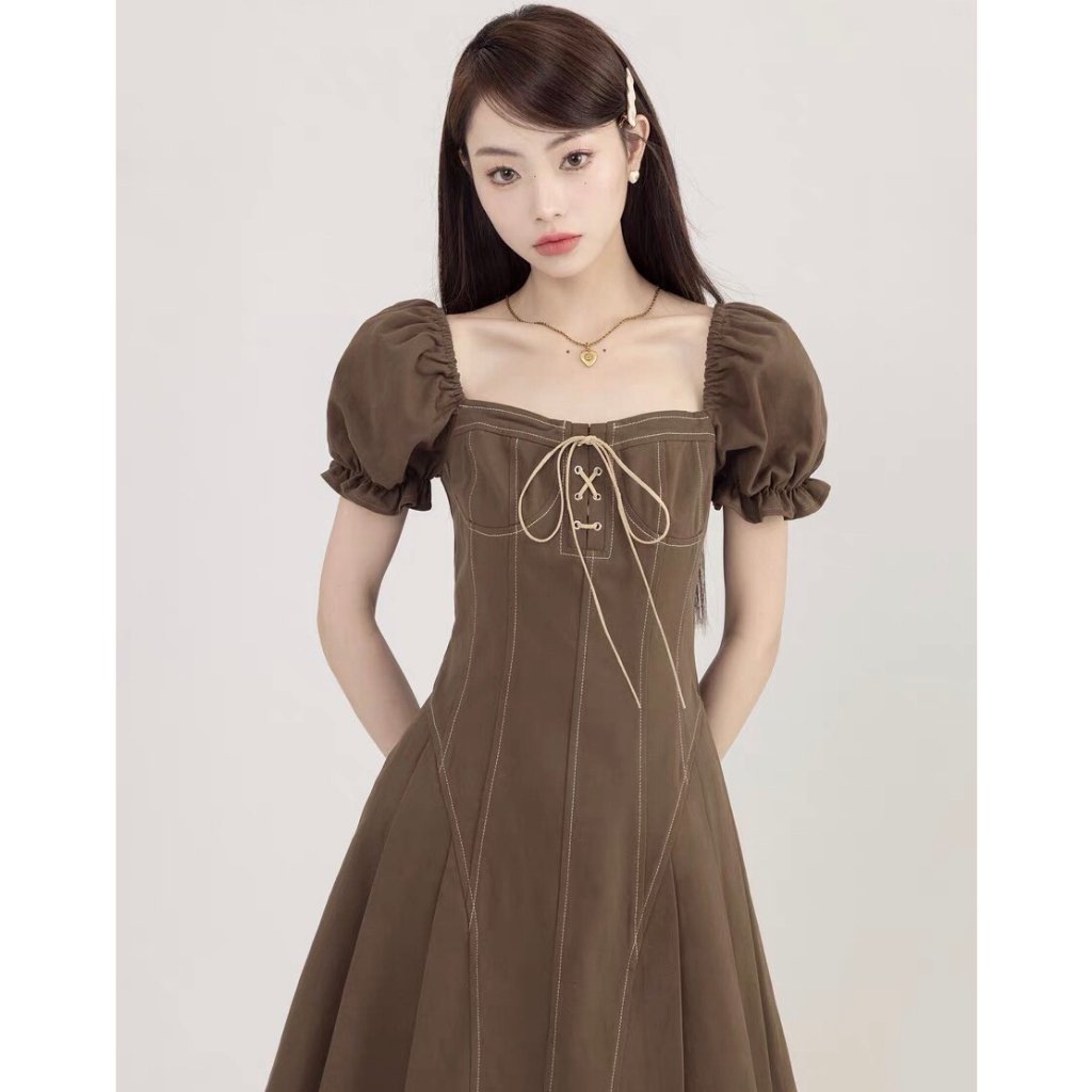 Đầm xếp ly cup ngực tay phồng điệu đà H011 từ 50-80Kg