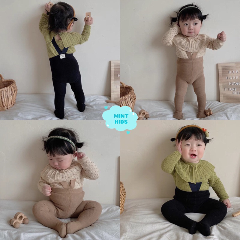 Quần tất yếm cho bé, quần legging yếm cho bé phong cách Hàn Quốc