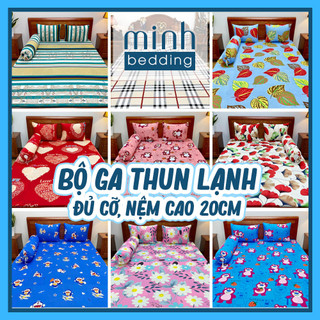 Bộ ga thun lạnh 4 món mịn mát 1m2-1m4-1m6-1m8 minh bedding