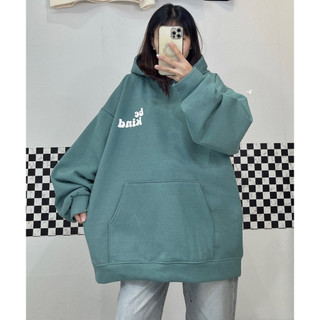 Áo nỉ hoodie xanh ngọc chữ trắng be kind to