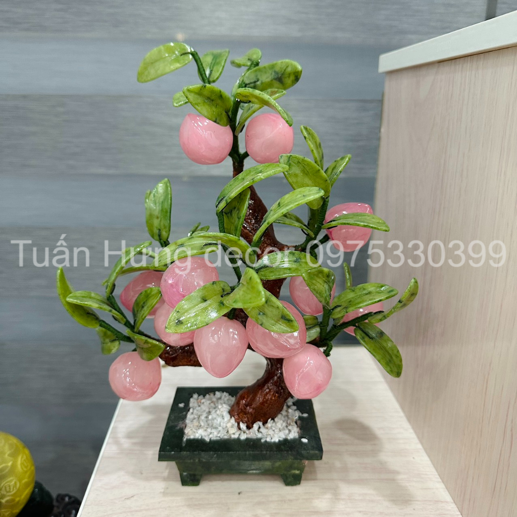 Cây Tài Lộc Để Bàn, Cây Đào Tiên Đá Phong Thủy Đá Hoàng Long Vàng Trang Trí Phòng Khách Giúp Chiêu Tài Lộc & May Mắn