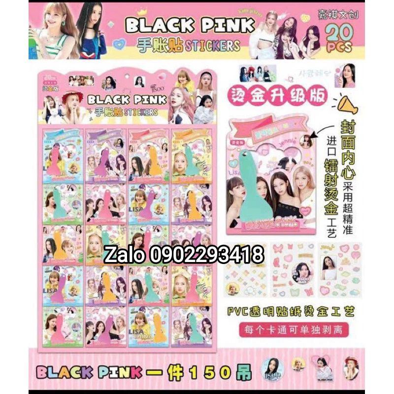 Vỉ 20 Bộ Dán Sticker Nhóm Nhạc BIACK PINK ,Siêu Hót