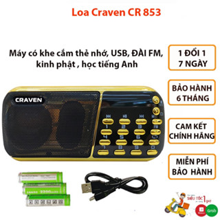  Loa Craven CR-853 Craven CR 853 Craven 853 3 PIN Nghe Rất Lâu Dùng Thẻ Nhớ Hoặc USB Nghe Đài FM Nghe Kinh Phật 