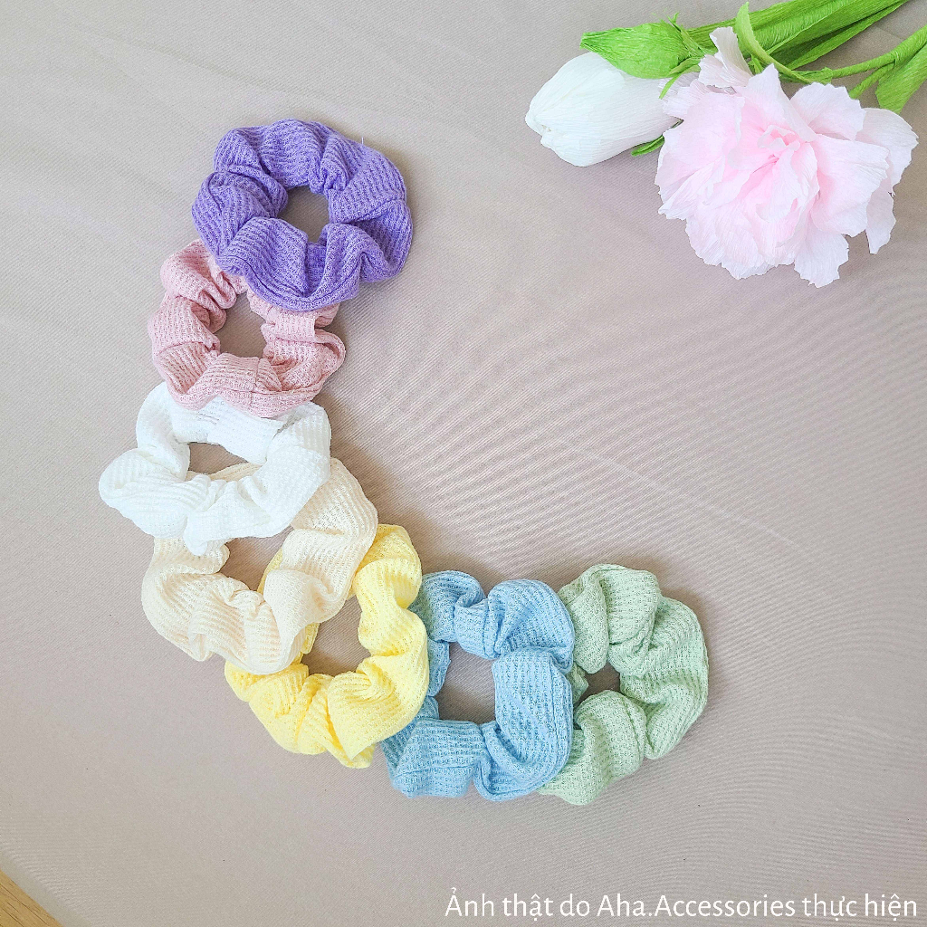 Dây chun buộc tóc Scrunchies thun gân màu Pastel Aha.Accessories SC1
