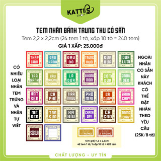 Tem decal nhân bánh trung thu có sẵn - MS: TT22V (size 2,2cm vuông, 24 tem/ tờ, 1 xấp 10 tờ = 240 tem)