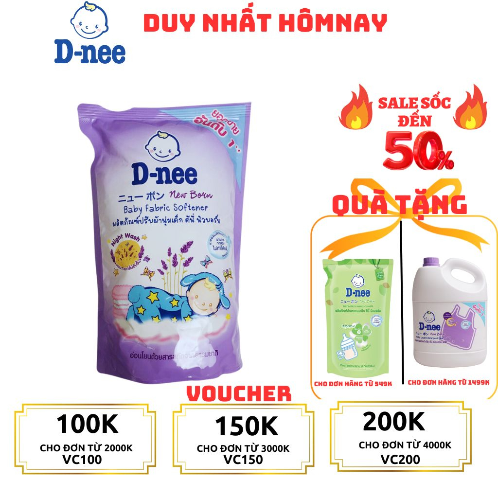 ComBo 5 Túi Nước xả vải Dnee túi nội địa Thái 550ml- Nước xả quần áo cho bé