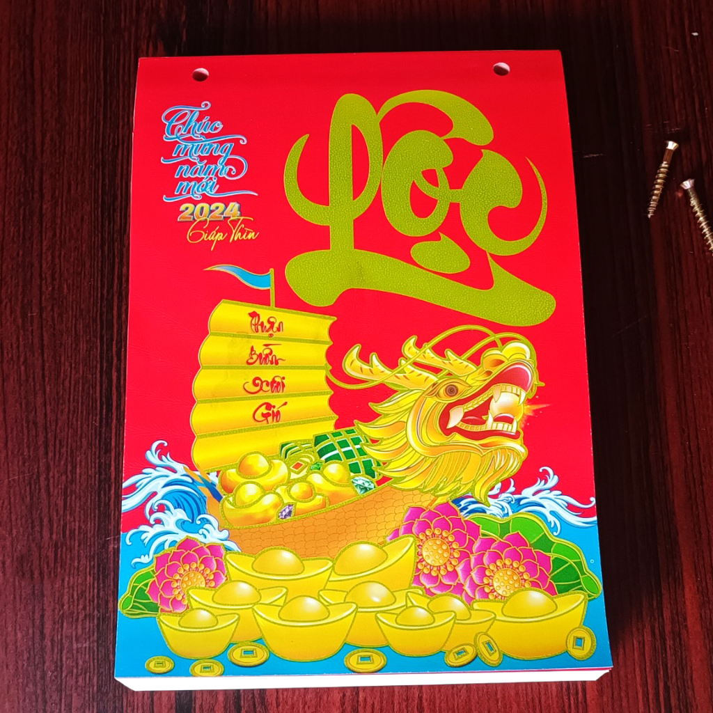 Lốc lịch đại 2024, phong cảnh, kích thước 14.5 x 20.5cm chữ to số lớn, dùng gắn vào các loại bìa lịch treo tường