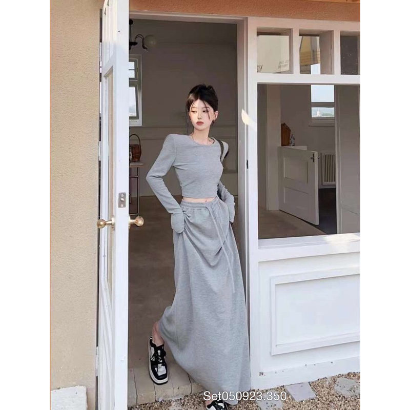 SET BỘ BOOSSTORE SET ÁO NHĂN KÈM VÁY YẾM