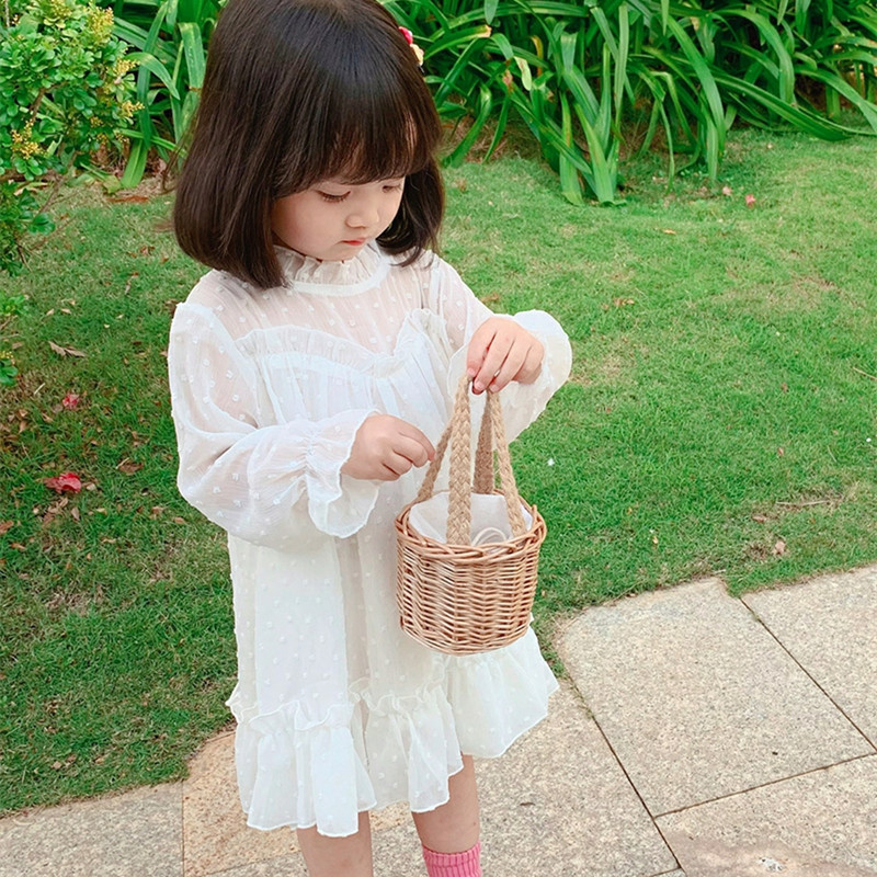 Váy công chúa bé gái siêu xinh thu đông 2023. Đầm trắng xinh dài tay cho bé gái mặc đi chơi đi tiệc đáng yêu - BKKIDS