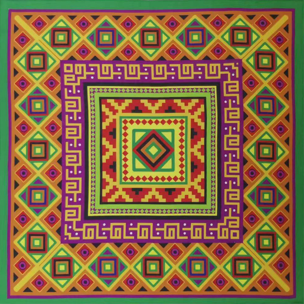 Khăn bandana hoa văn thổ cẩm cổ điển lạ mắt Song An Eco