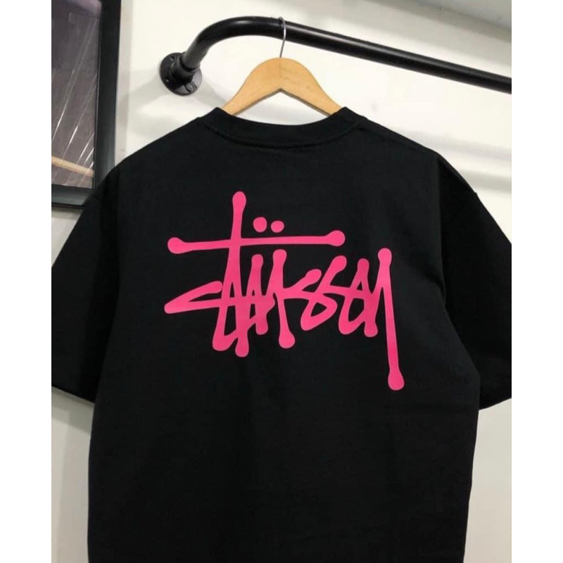 Áo Thun Unisex Stu:Ssy Chữ Hồng - Chất Cotton - Đầy Đủ Tag