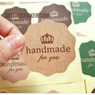 Tem kraft Handmade for you trang trí hộp bánh, mứt, túi giấy, gói quà mã HMFY04