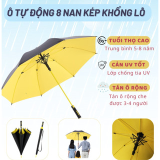 Ô Dù Che Mưa, Nắng 2 Lớp Chống Tia UV Cỡ Lớn Cán Dài Chống Gỉ Đóng Mở Tự Động