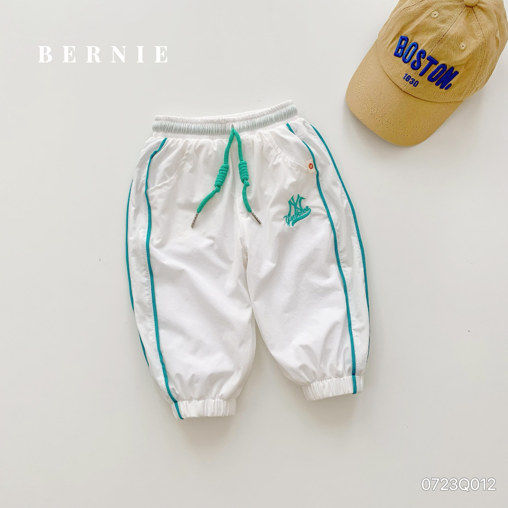 Quần gió thể thao 2 lớp có dây rút phối lé sườn Bernie cho bé