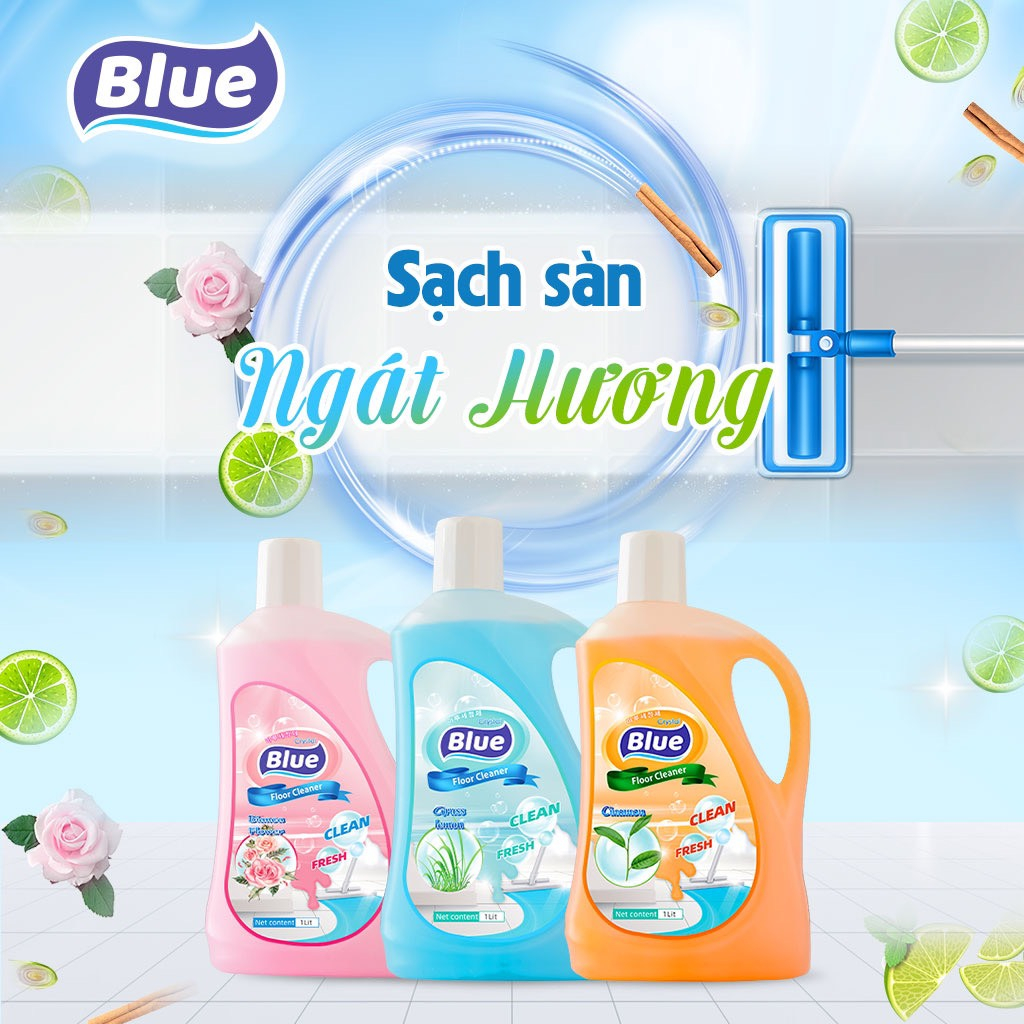 Nước Lau Sàn Blue Hàn Quốc chai 1L Chính hãng