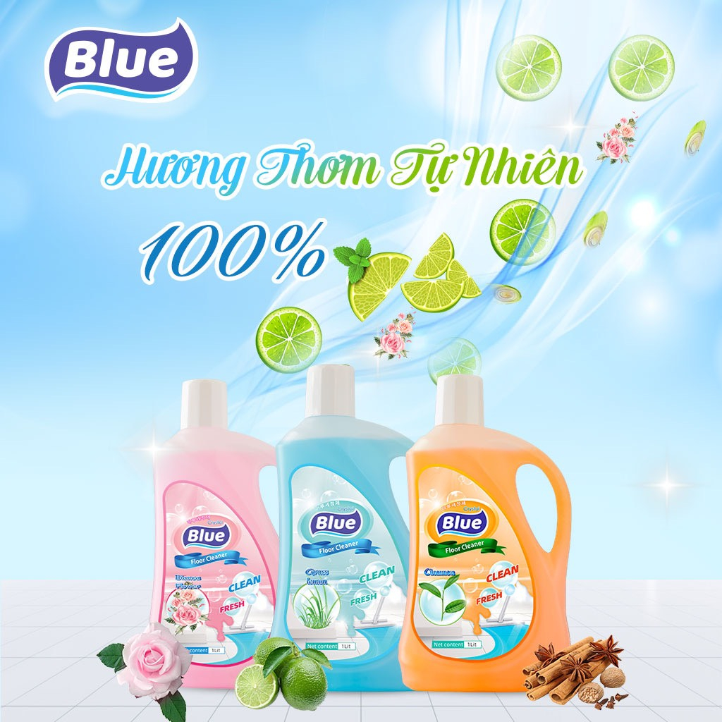 Nước Lau Sàn Blue Hàn Quốc chai 1L Chính hãng