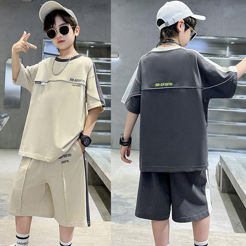BL17 Size130-170 25 - 45kg Set bộ thun bé trai size đại áo thun và quần short Thời trang trẻ Em hàng quảng châu