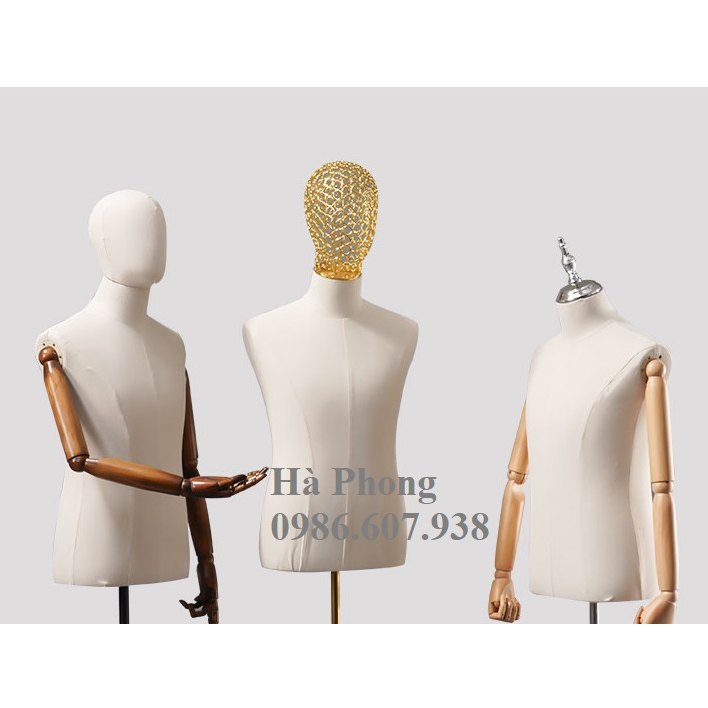 Manocanh NAM không đùi, tay gỗ nâu, gỗ vàng, gỗ mộc, màu tay ghi chú