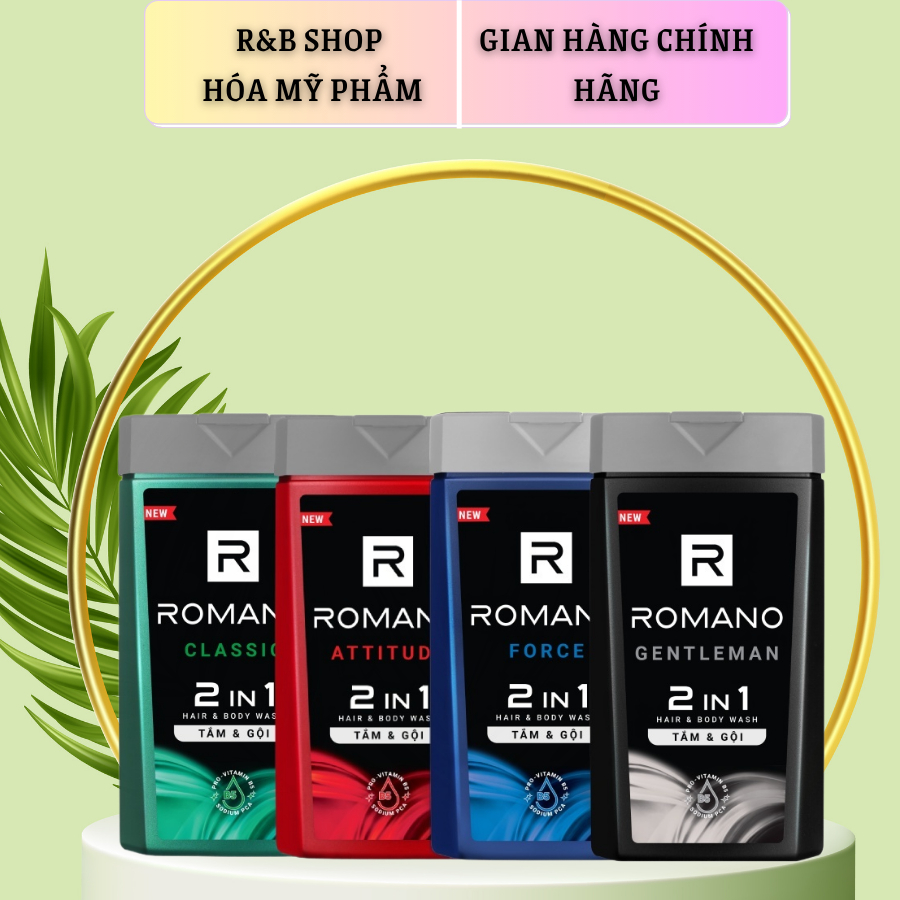 TẮM GỘI 2IN1 ROMANO  180G .3 MÀU LỰA CHỌN