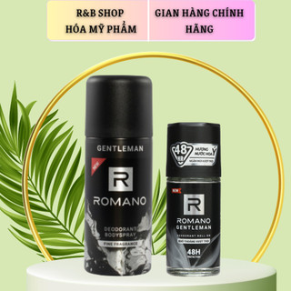 Xịt toàn thân Romano ngăn mồ hôi và mùi cơ thể GENTLEMAN 150ml + Lăn khử mùi nam Romano kháng khuẩn khô thoáng GENTLEMAN