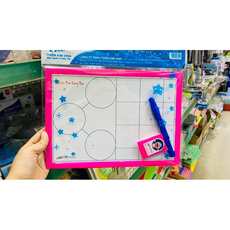 Bảng tách gộp viết bút lông, bảng 2 mặt 4 ôly tặng kèm bút lông bảng và đồ lau