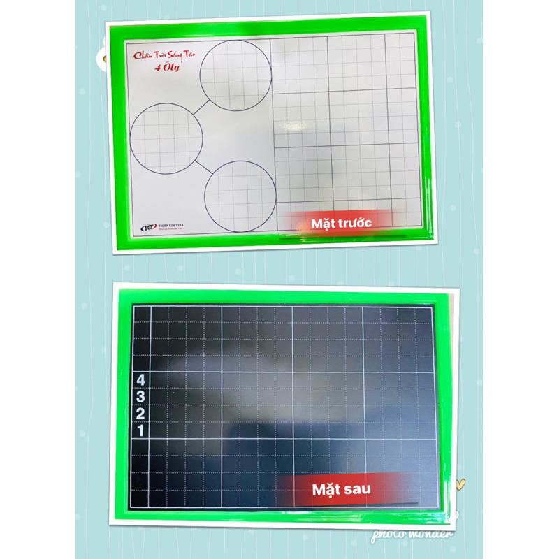 Bảng tách gộp viết bút lông, bảng 2 mặt 4 ôly tặng kèm bút lông bảng và đồ lau