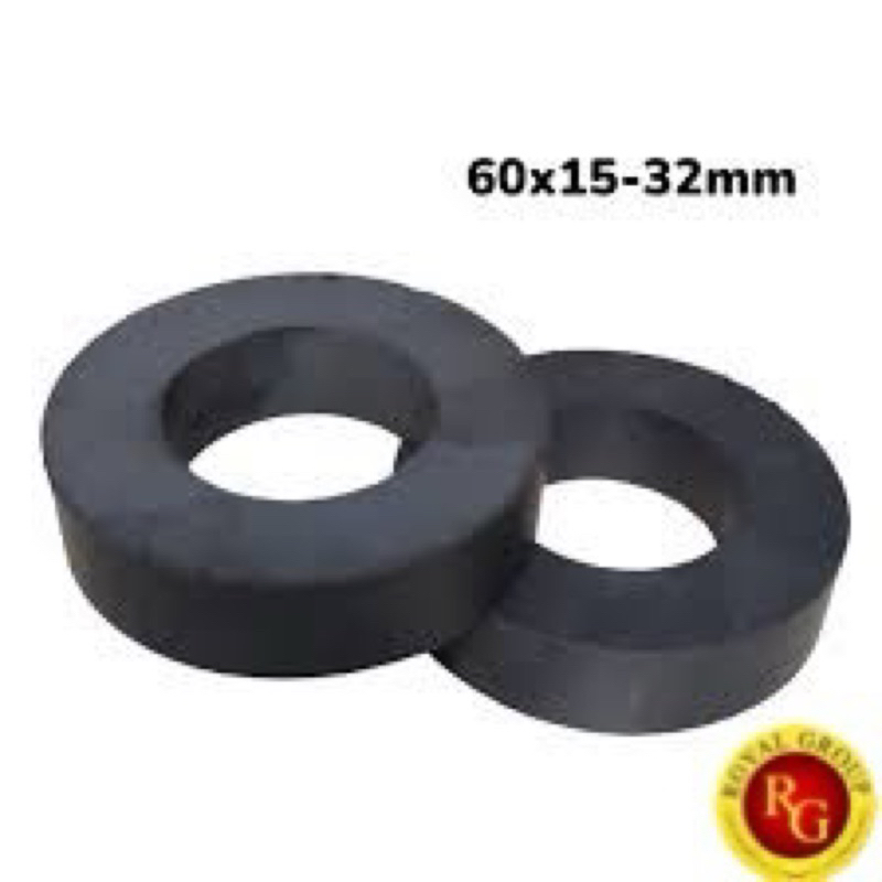 Nam châm viên Ferrite. Nam châm đen 60x15 hoặc 60x10 lỗ 32mm