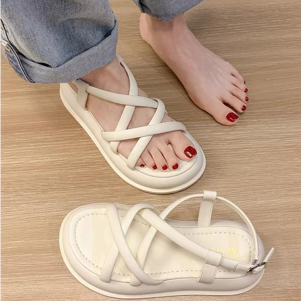 Dép sandal nữ 4 nan chéo dây mảnh,dép quai hậu đế cao FULLBOX