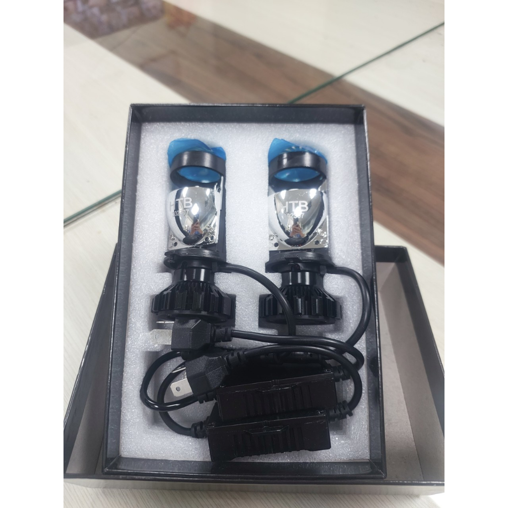 Đèn pha Led bi cầu mini T2 Pro kính tím chân H4 mẫu mới lắp xe máy, ô tô