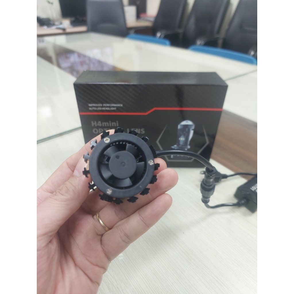 Đèn pha Led bi cầu mini T2 Pro kính tím chân H4 mẫu mới lắp xe máy, ô tô