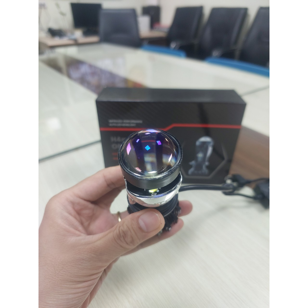 Đèn pha Led bi cầu mini T2 Pro kính tím chân H4 mẫu mới lắp xe máy, ô tô