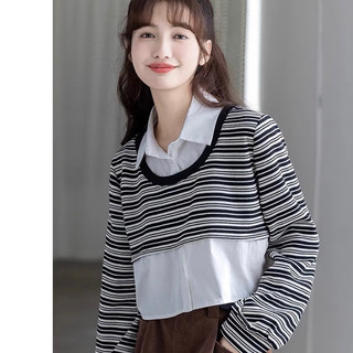 Áo babydoll tay dài phối sơ mi trẻ trung năng động qc