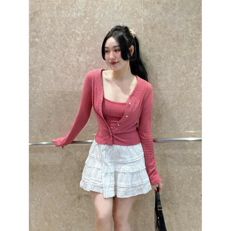 Set áo 2 dây + cadigan xốp WG.WE  🌷