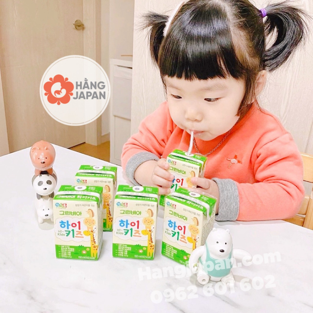 Sữa Tươi Greenbia Hi-kids Hàn Quốc Hộp 150ml tăng cân tăng cao cho bé từ 1 tuổi trở lên