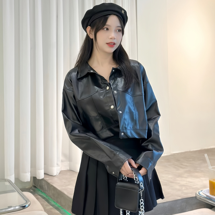 Áo Khoác Da CRT Tay Bồng Cá Tính Dễ Phối Đồ, Áo Khoác Full Da Siêu Ngầu