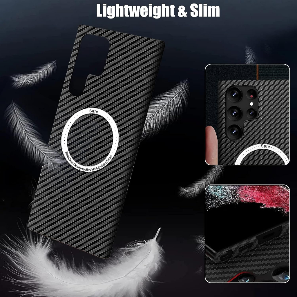 Ốp lưng vân carbon từ tính cho Samsung Galaxy S23 S22 S21 Ultra Plus hiệu Hotcase - Thiết kế siêu mỏng, chống bám bẩn